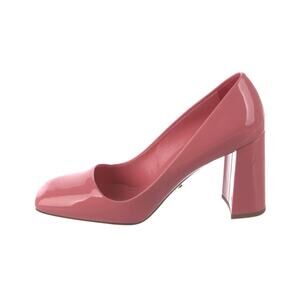 Prada patent leather block heel pink pumps